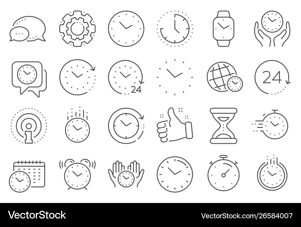 Time and clock line icons timer alarm Vector Image