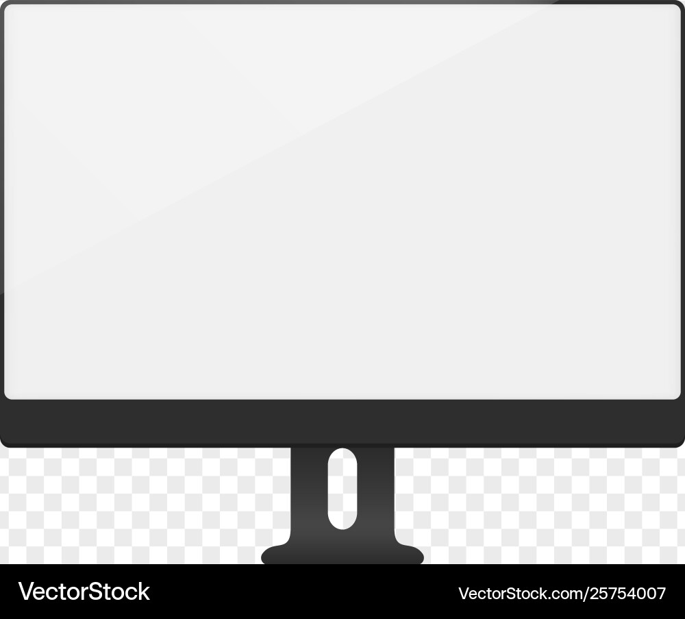 White Computer Screen Mockup Vector Image
