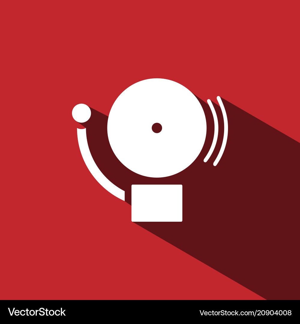 Alarm icon with shade on a red background vector image
