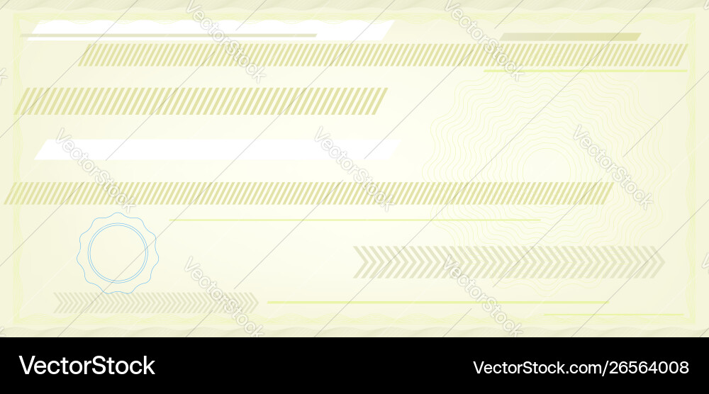 Blank check specimen in soft tones with copy space Vector Image