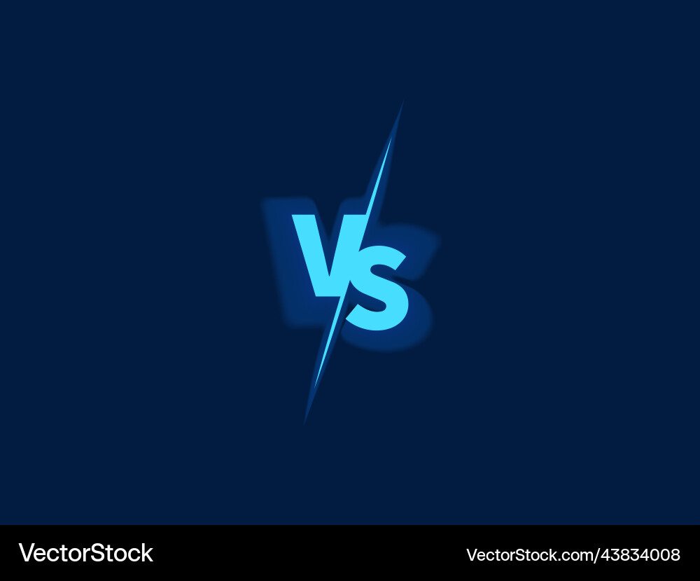 Blue screen with versus logo vs neon letters vector image