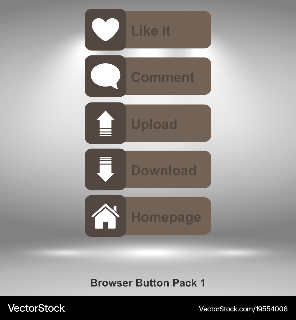 Browser button pack 1 brown image vector image