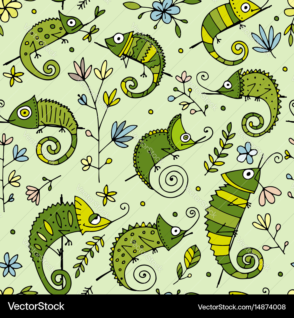 Chameleon collection seamless pattern for your vector image