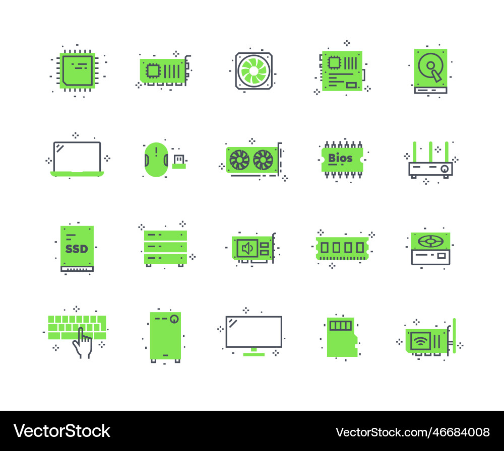 Computer components color set Computer components color set vector image