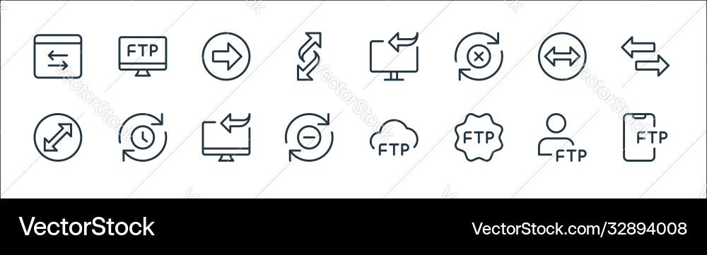 Data transfer line icons linear set quality Data transfer line icons linear set quality vector image