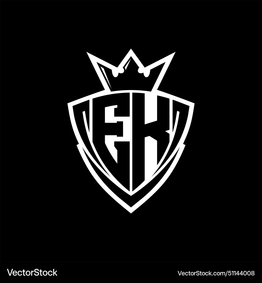 Ek letter logo with sharp triangle shield shape Ek letter logo with sharp triangle shield shape Vector Image