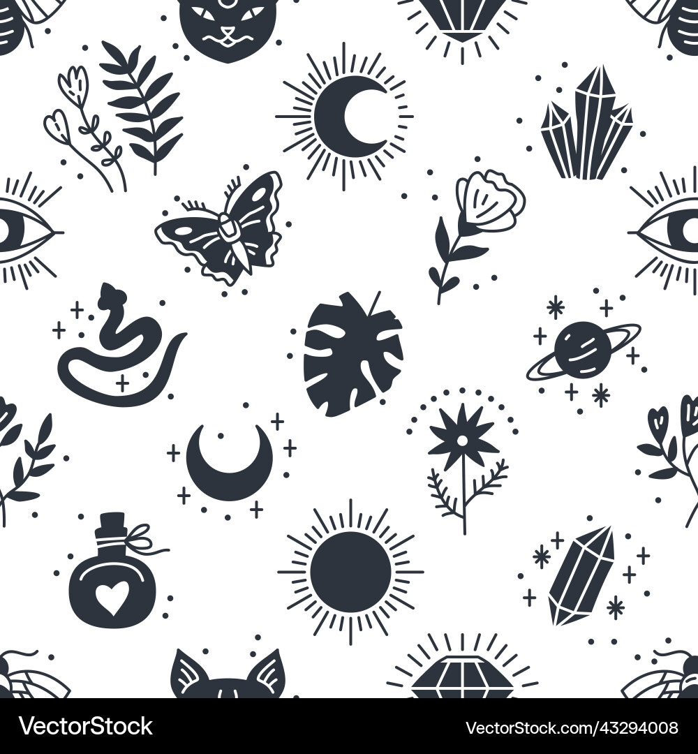 Elegant celestial seamless pattern with boho Elegant celestial seamless pattern with boho vector image