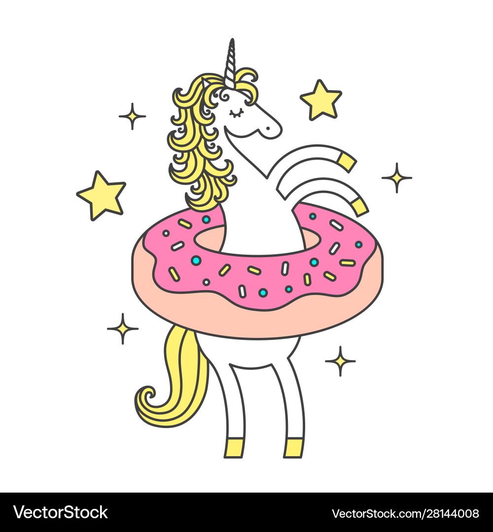 Funny unicorn in donut Funny unicorn in donut vector image