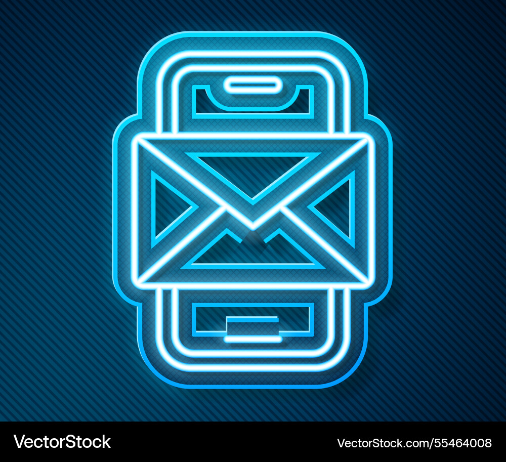 Glowing neon line mobile and envelope new message Glowing neon line mobile and envelope new message vector image