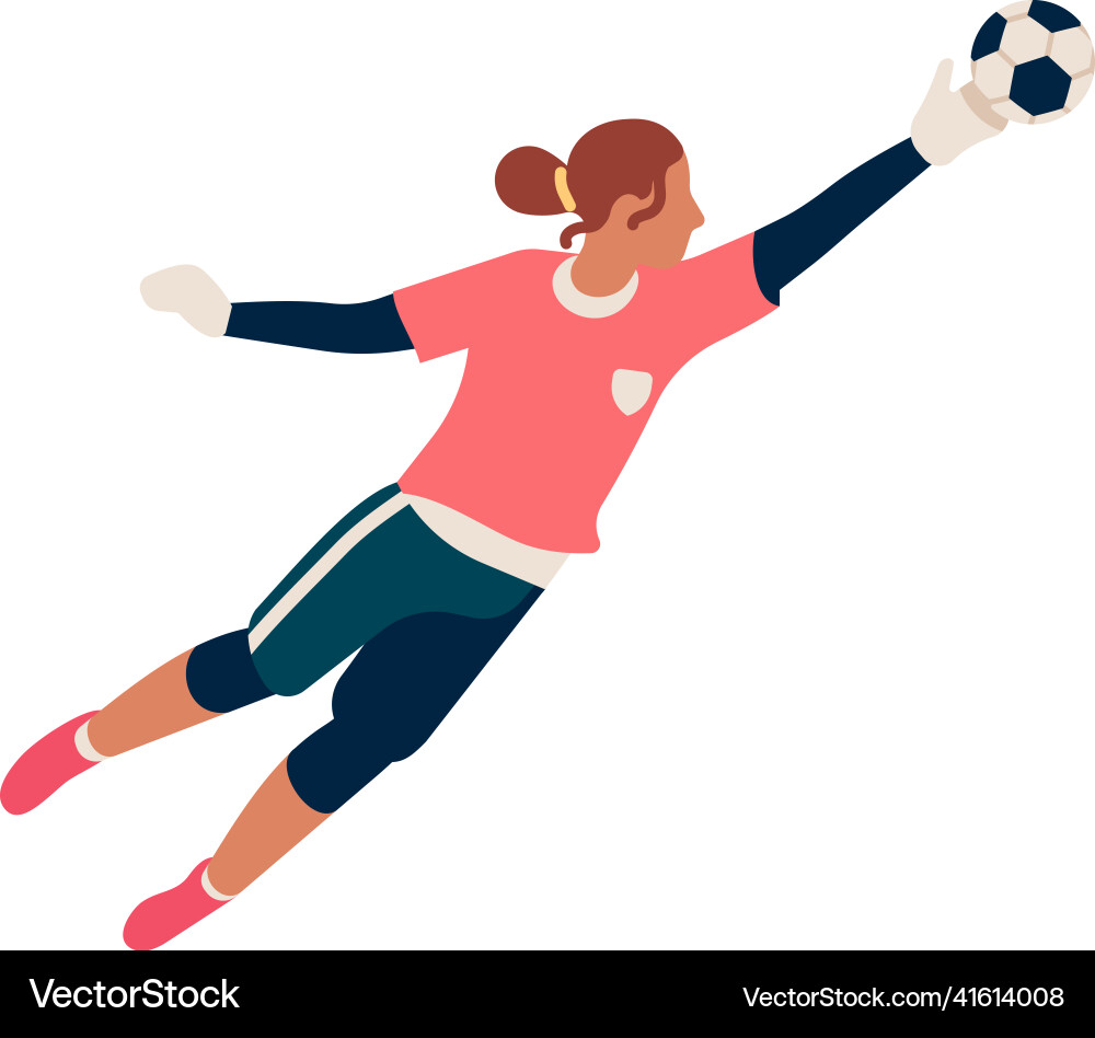 Goalkeeper trying catch ball in soccer net saving Goalkeeper trying catch ball in soccer net saving Vector Image