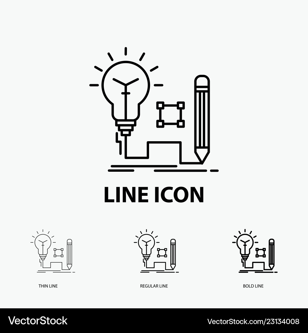 Idea insight key lamp lightbulb icon in thin Idea insight key lamp lightbulb icon in thin vector image