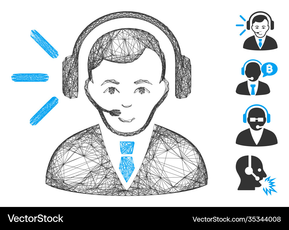 Linear call center operator mesh Linear call center operator mesh vector image