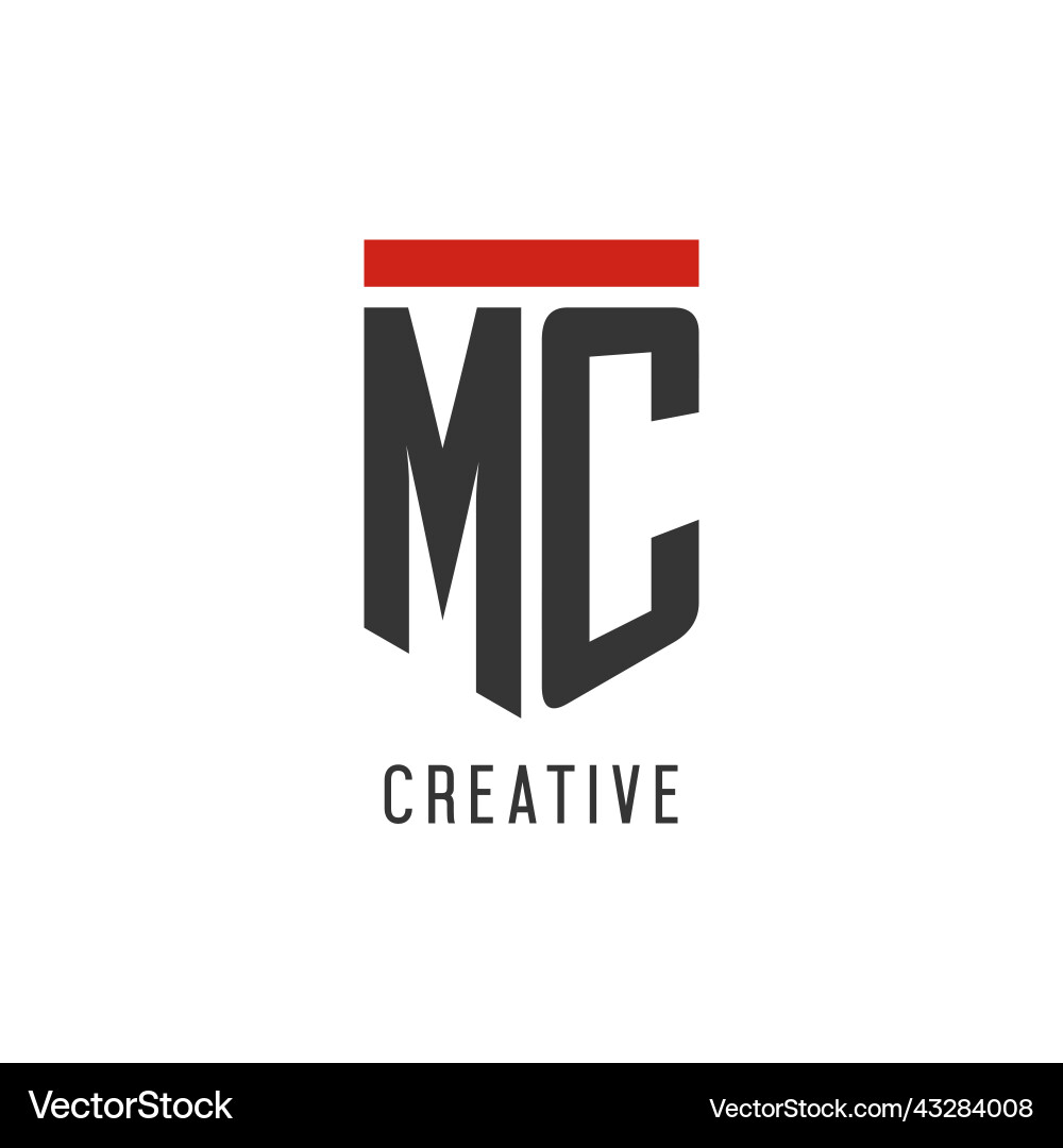 Mc initial esport logo with simple shield design Vector Image
