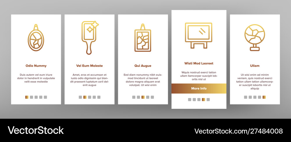 Mirror different form onboarding icons set Vector Image