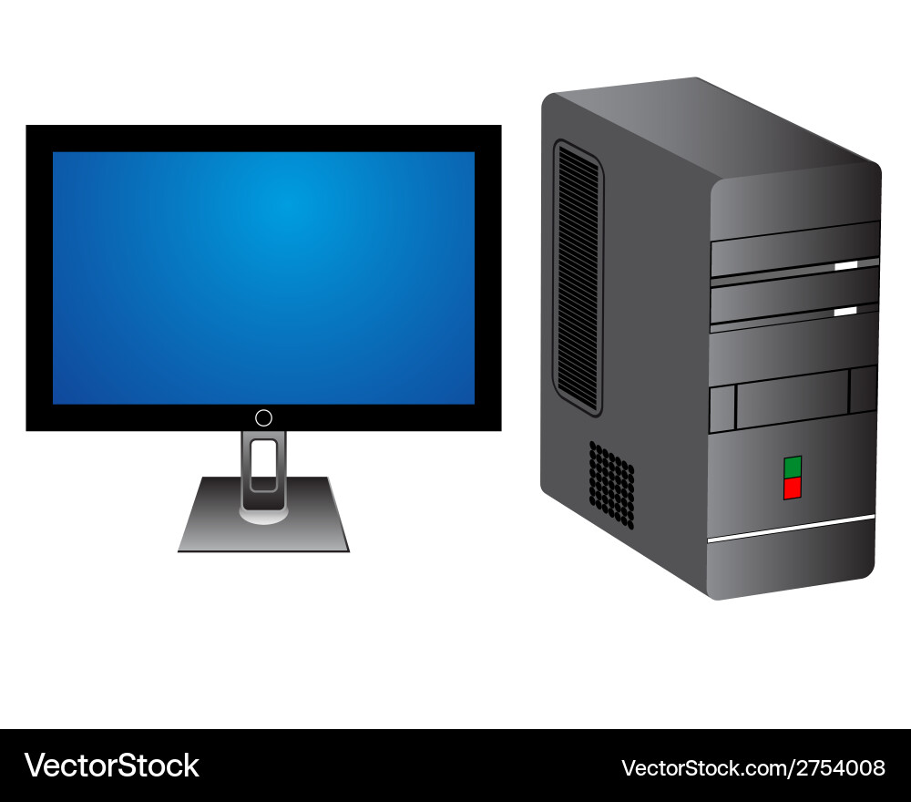 Monitor and computer tower vector image