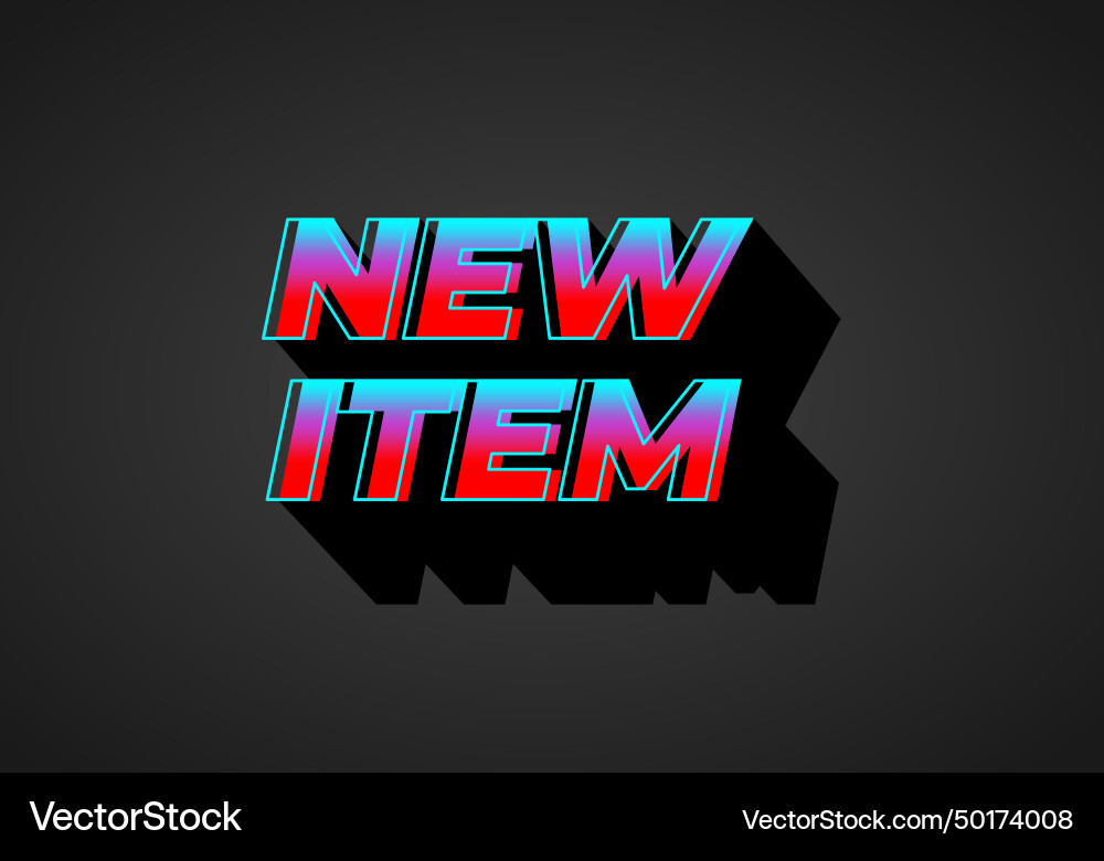 New item text effect in 3d look gradient blue red New item text effect in 3d look gradient blue red Vector Image