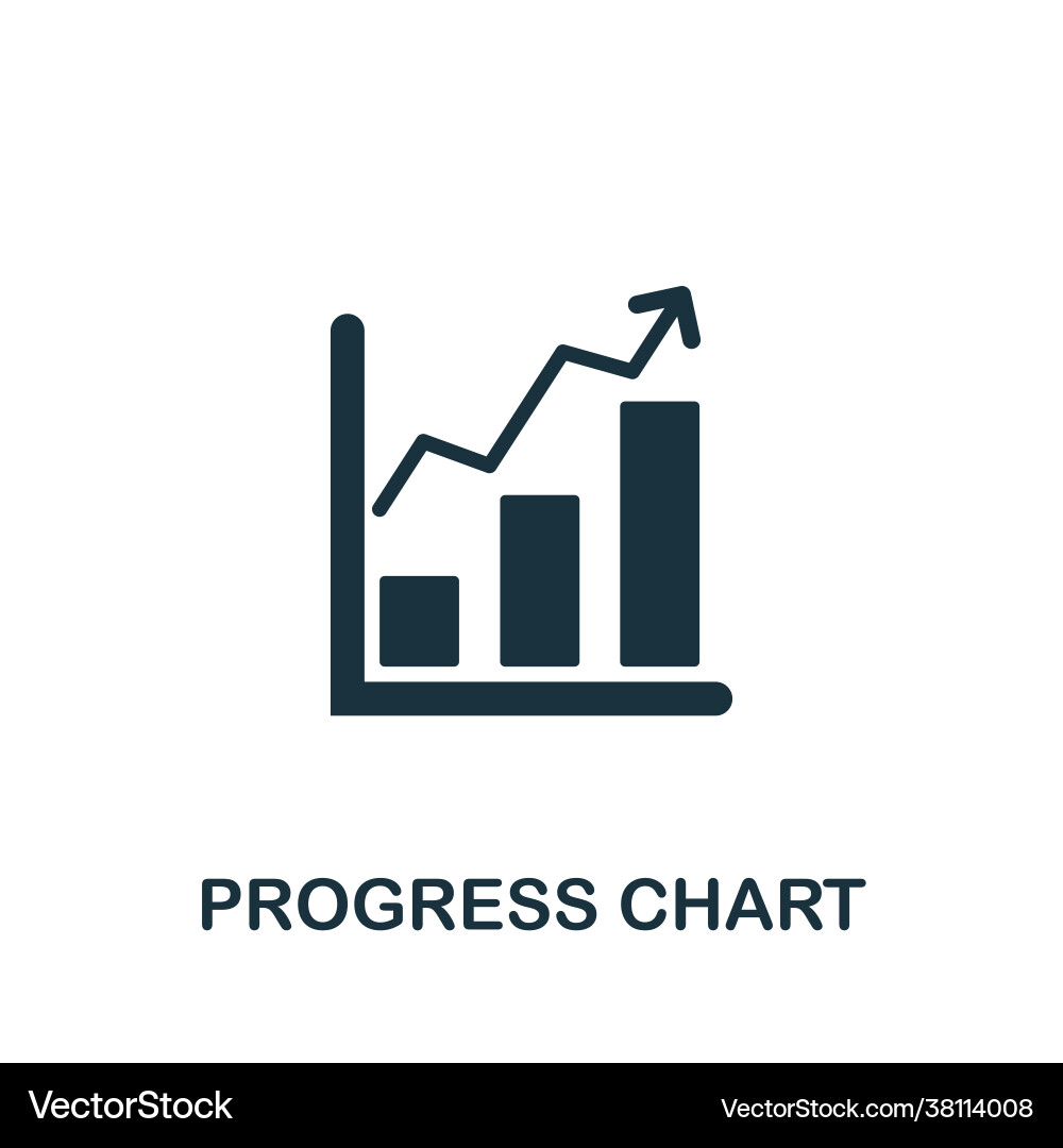 Progress chart icon monochrome simple element Progress chart icon monochrome simple element Vector Image