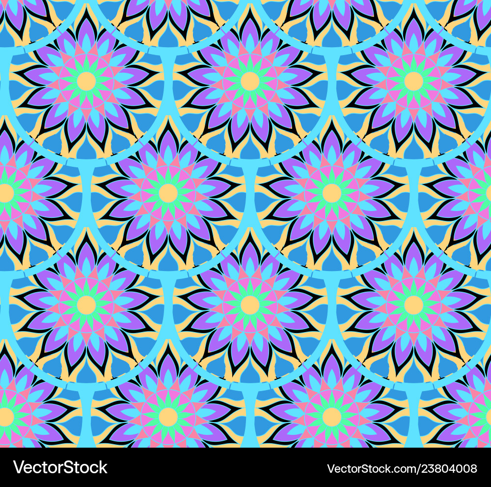 Seamless repeating pattern of mandalas Vector Image