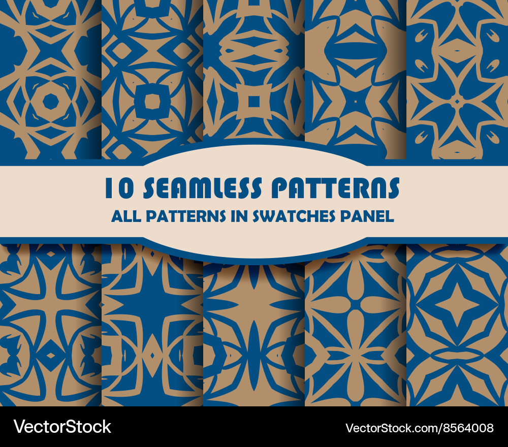 Set geometric seamless patterns vector image