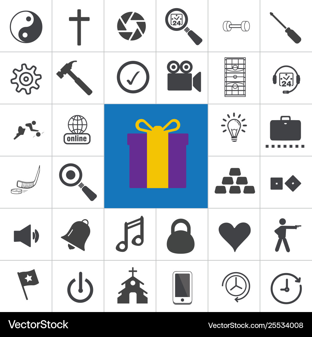 Set icons in flat design with 36 element Vector Image