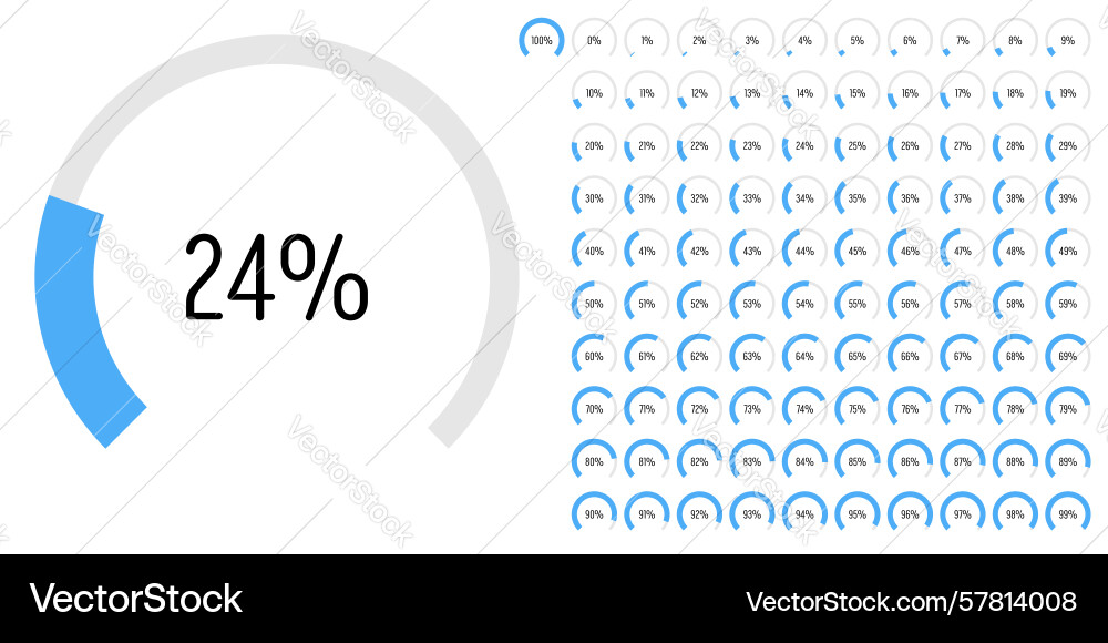 Set of circular sector arc percentage diagrams Vector Image