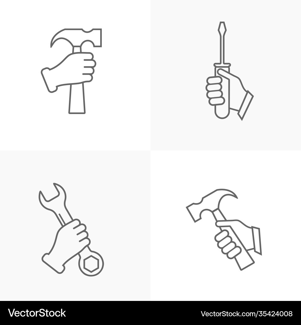 Set technical icon engineering simple Set technical icon engineering simple vector image