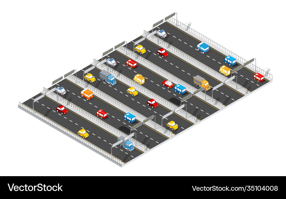 Stadt boulevard isometric avenue transport auto Stadt boulevard isometric avenue transport auto vektorbild