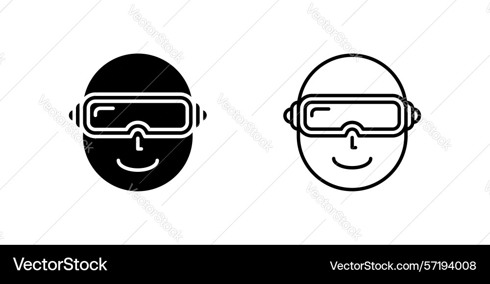 Vr headset icon set showing a man using virtual vector image