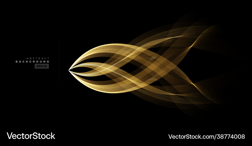 Wave element with abstract golden lines vector image