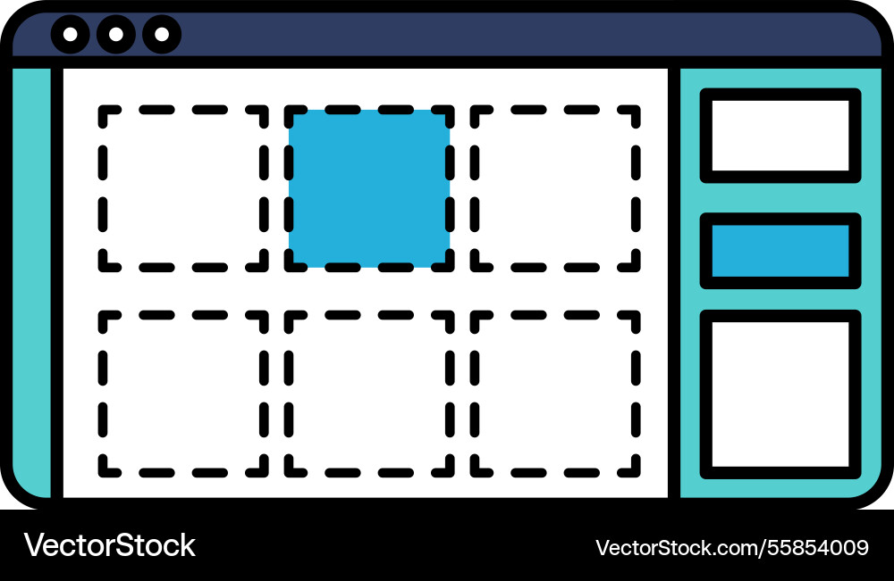 A computer monitor with blue square Vector Image