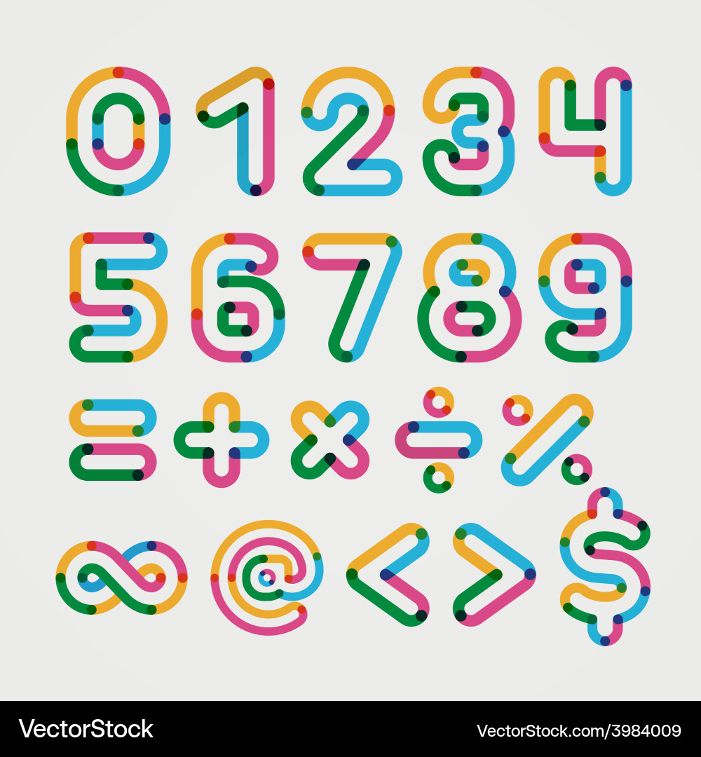 Alphabet line transparent color font style Vector Image