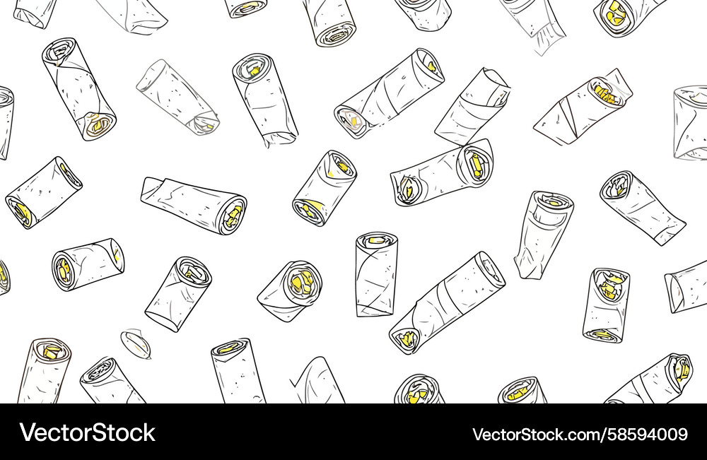 Artistic sketch of floating spring rolls Vector Image