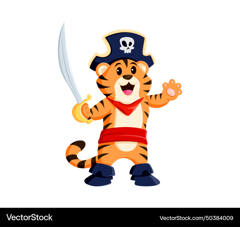 Cartoon Tiger Piratentier Charakter Dschungel Katze Cartoon Tiger Piratentier Charakter Dschungel Katze vektorbild