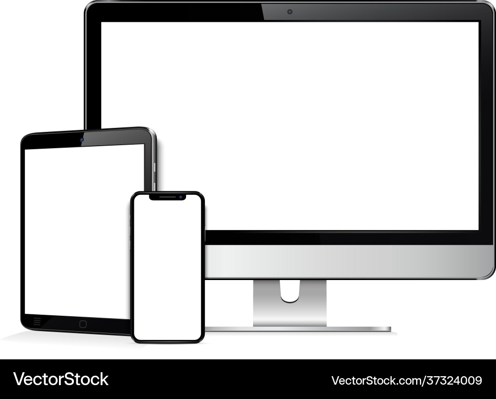 Computer display tablet phone mock up vector image