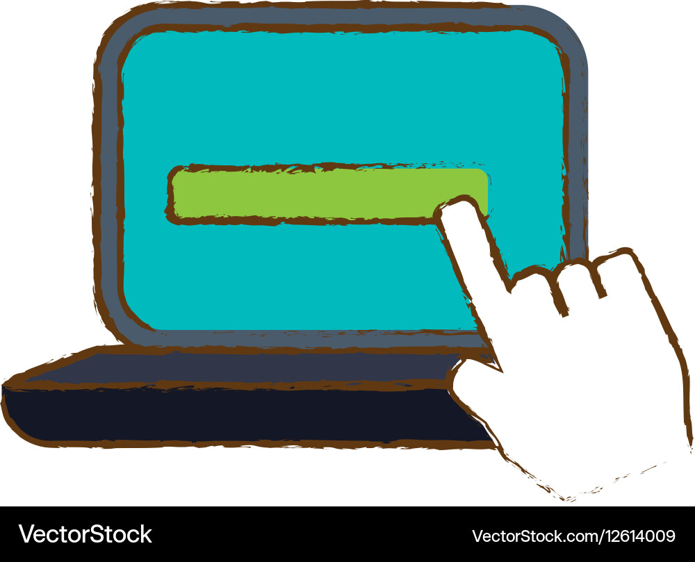 Computer with hand pointer icon image Vector Image