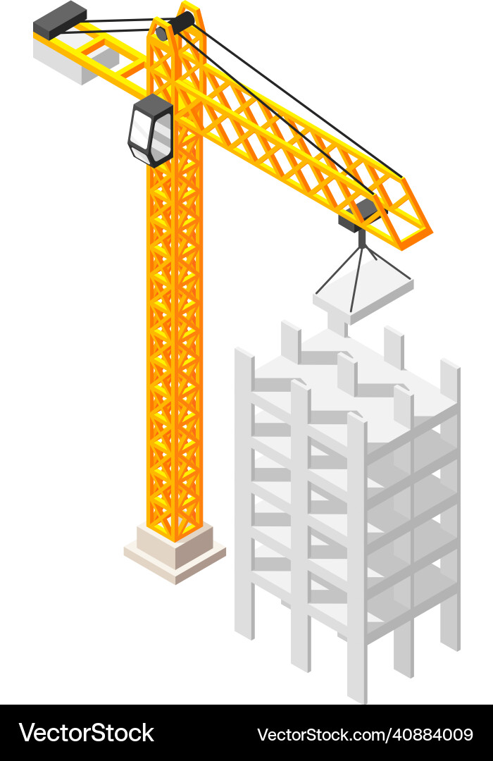 Crane building site composition Royalty Free Vector Image