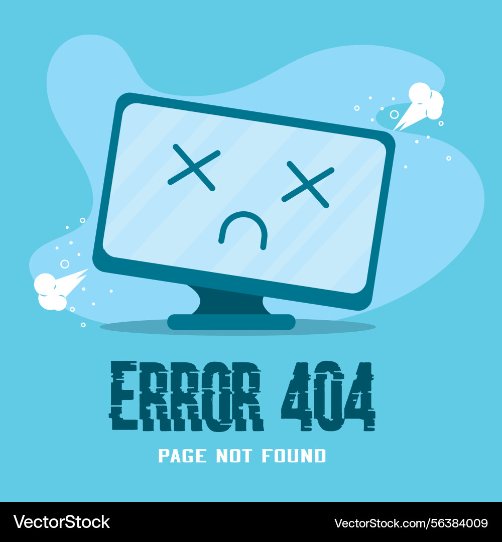 Crashed screen 404 error Vector Image