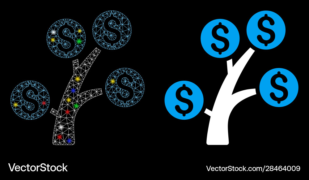 Flare mesh network money tree icon with Flare mesh network money tree icon with vector image
