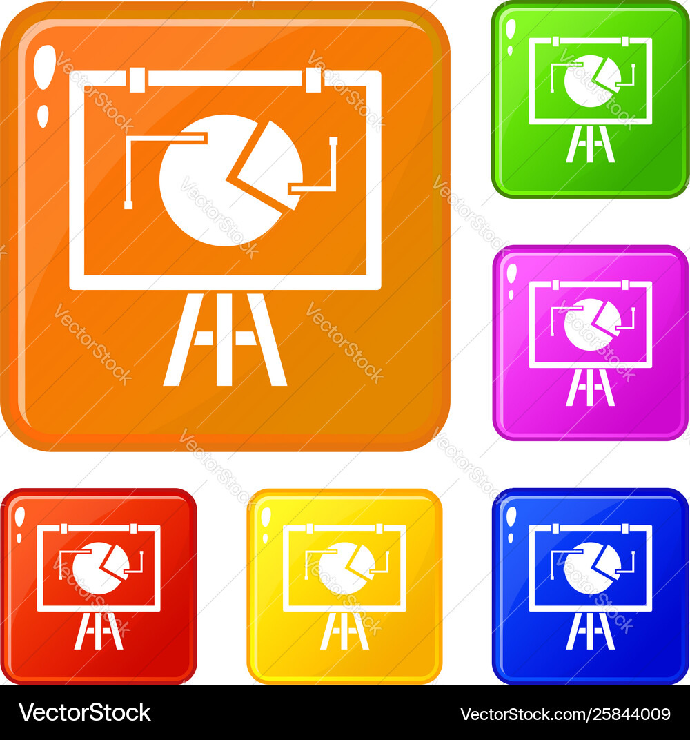 Flip chart with statistics icons set color Flip chart with statistics icons set color vector image