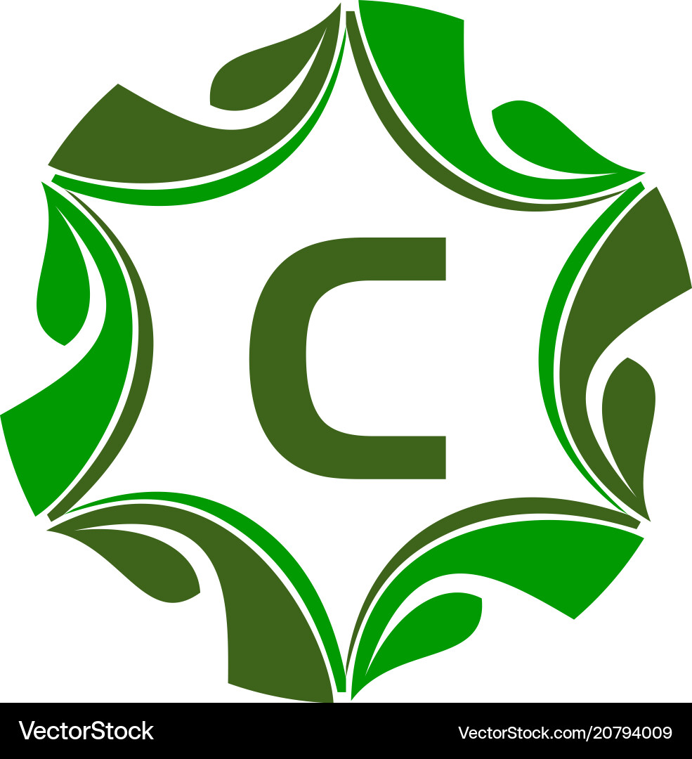 Green project solution center initial c Green project solution center initial c vector image