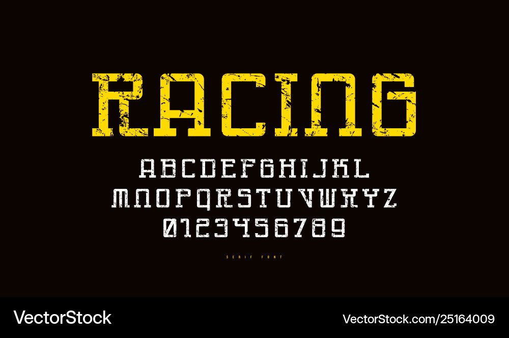Monospaced slab serif font in cyber style Monospaced slab serif font in cyber style vector image