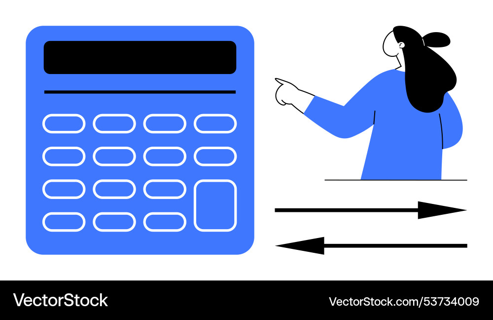 Person calculating with large calculator Person calculating with large calculator Vector Image