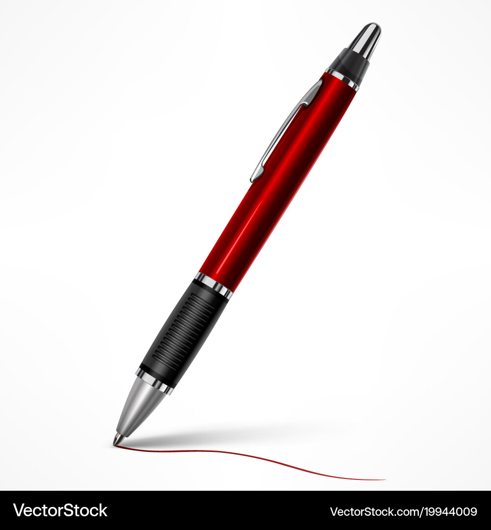 Red tilt pen on white Vector Image