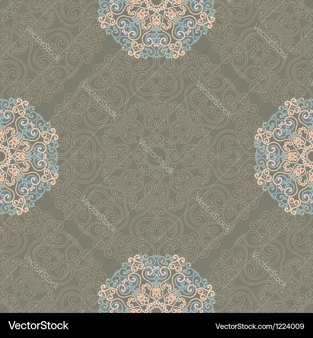 Seamless pattern with abstract elements damask vector image