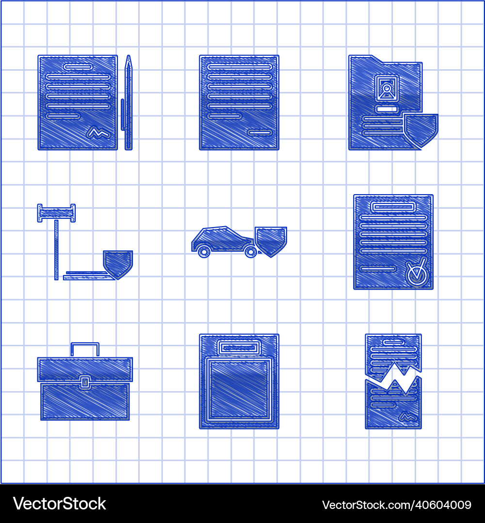Set car with shield empty form torn contract Vector Image