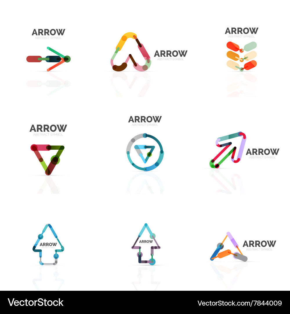 Set of linear arrow abstract logos connected vector image