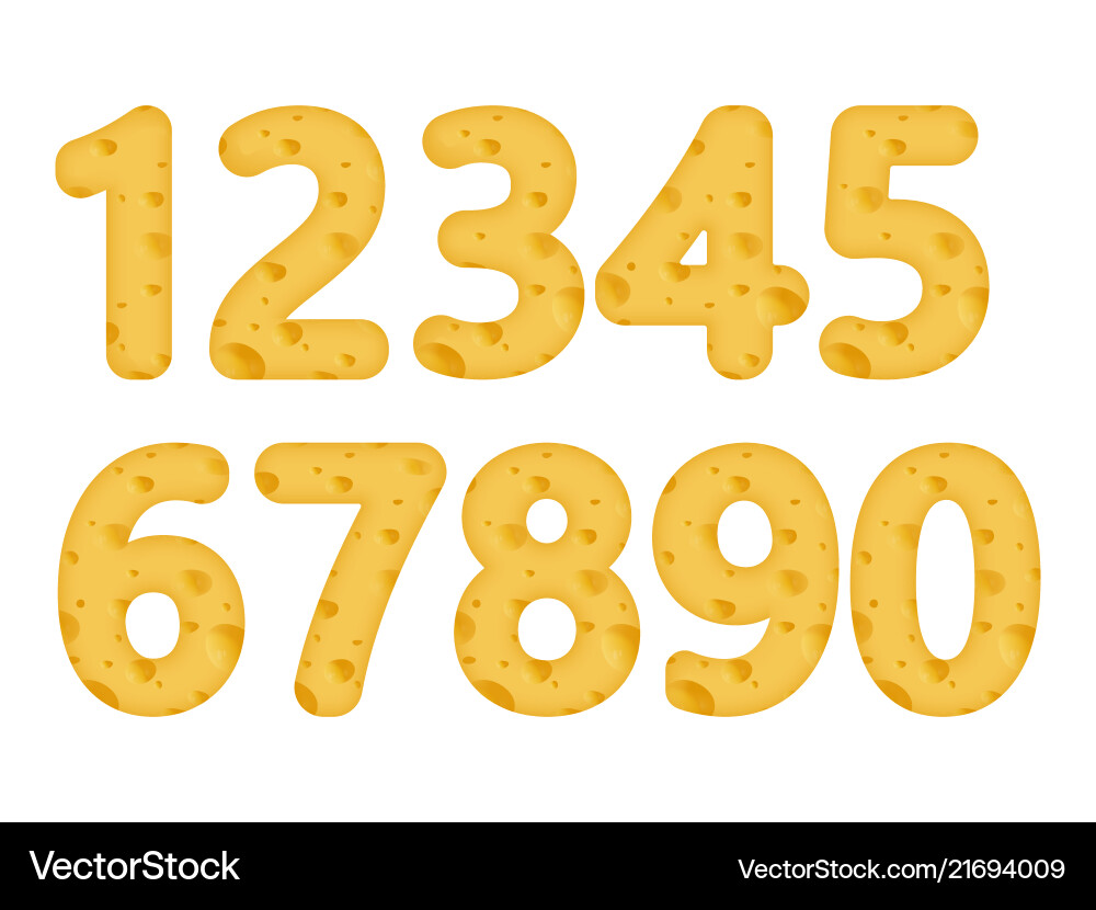 Set of number with the texture cheese vector image