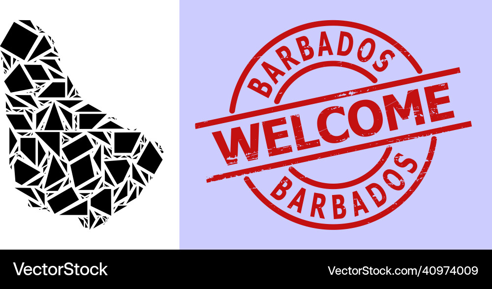 Simple geometric mosaic map of barbados with round Simple geometric mosaic map of barbados with round vector image