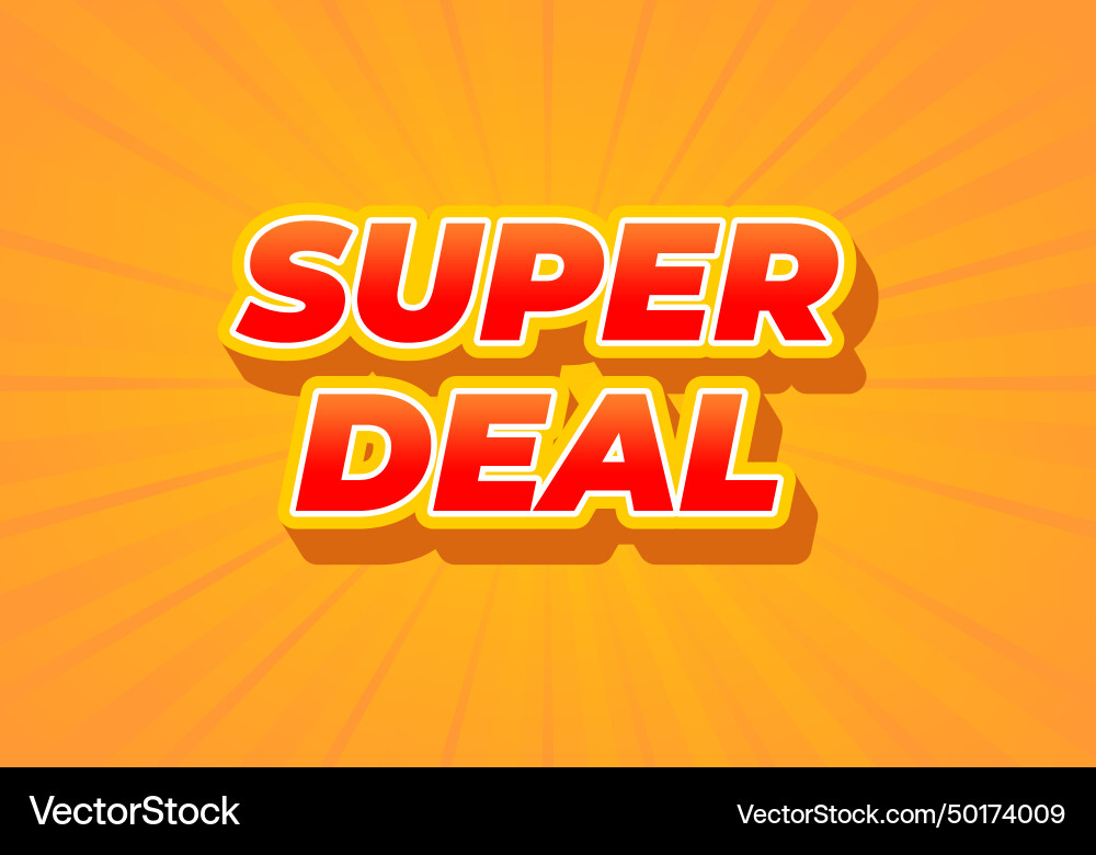 Super deal text effect in 3d look red color Vector Image