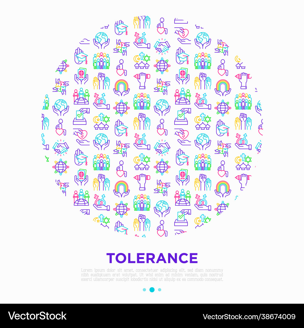 Tolerance concept in circle with thin line icons Vector Image
